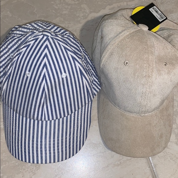 Forever 21 Other - 2 Hat Bundle / Beige Corduroy / Blue Striped Forever 21 Other - 2 Hat Bundle / Beige Corduroy / Blue Striped
